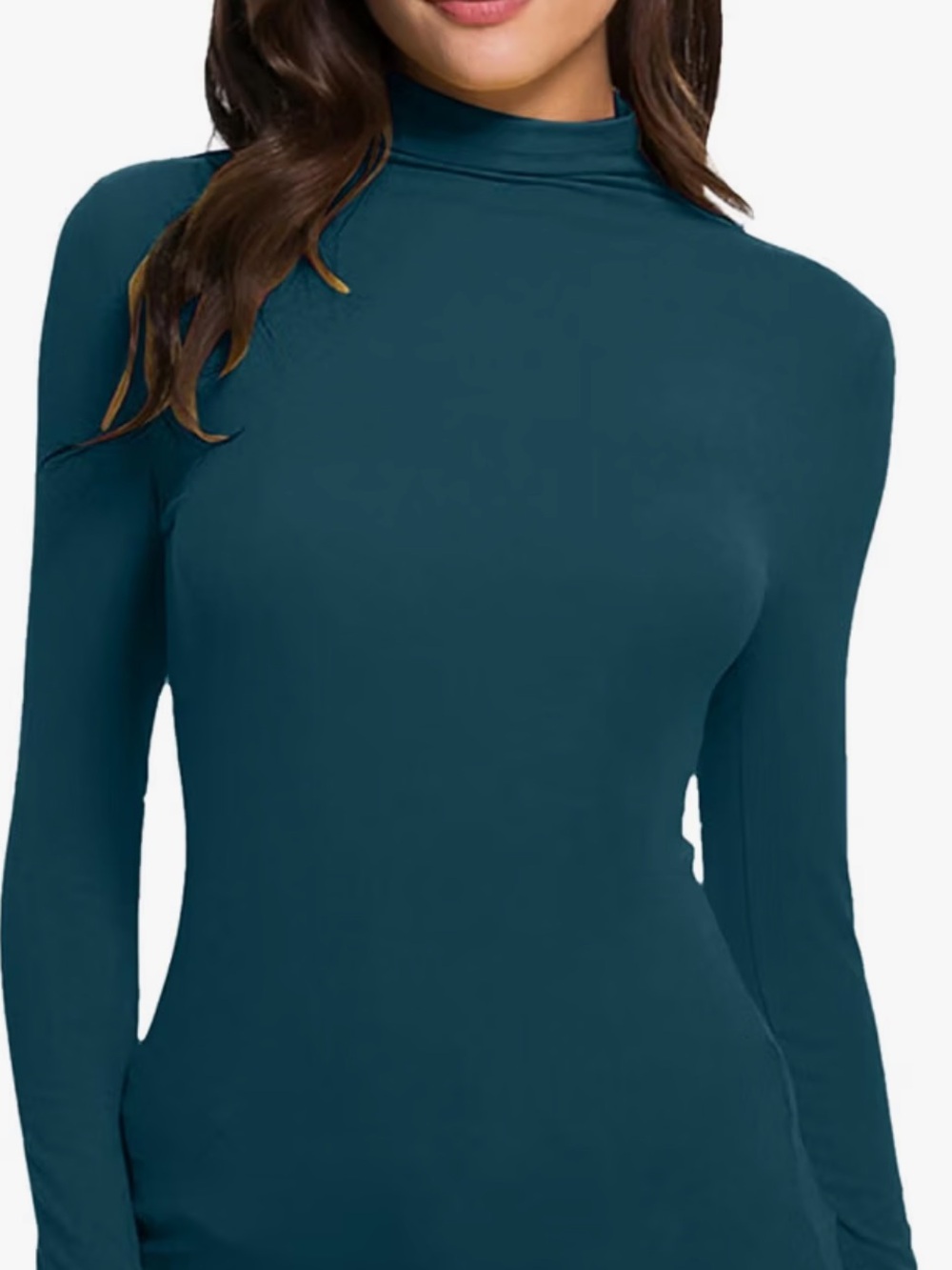 Wilfred Dark Green Long Sleeve Mock Neck Top